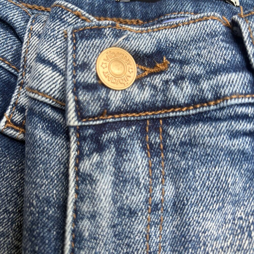 Vibrant MIU Baggy Jeans Sz S Blue Denim Cargo Wide Leg Skater Grunge Emo Y2K - Picture 5 of 10